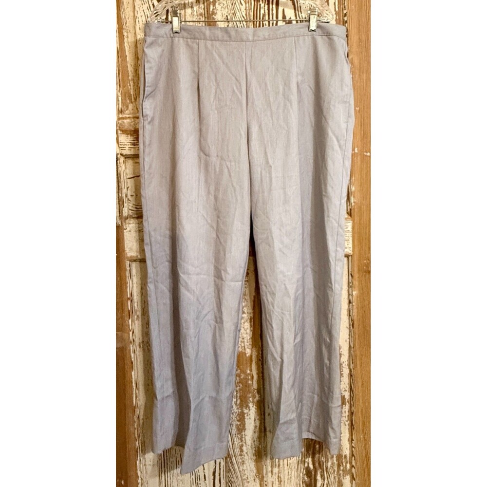 Alfred Dunner Soft Spoken Sateen Straight Pants - Pearl/Gray - Size 18W Short
